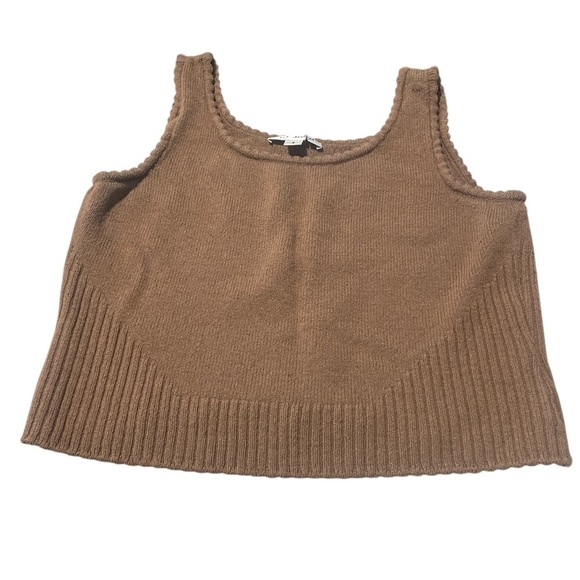 St. John Womens Cropped Sweater Tank Brown Sleeveless Scoop Neck - Picture 3 of 5